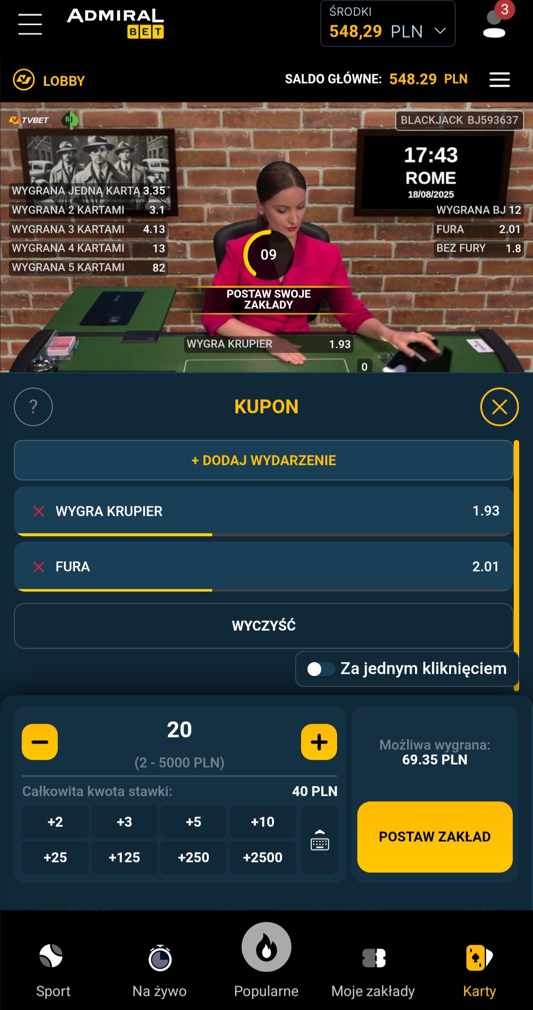 Kilka zdarzeń na kuponie