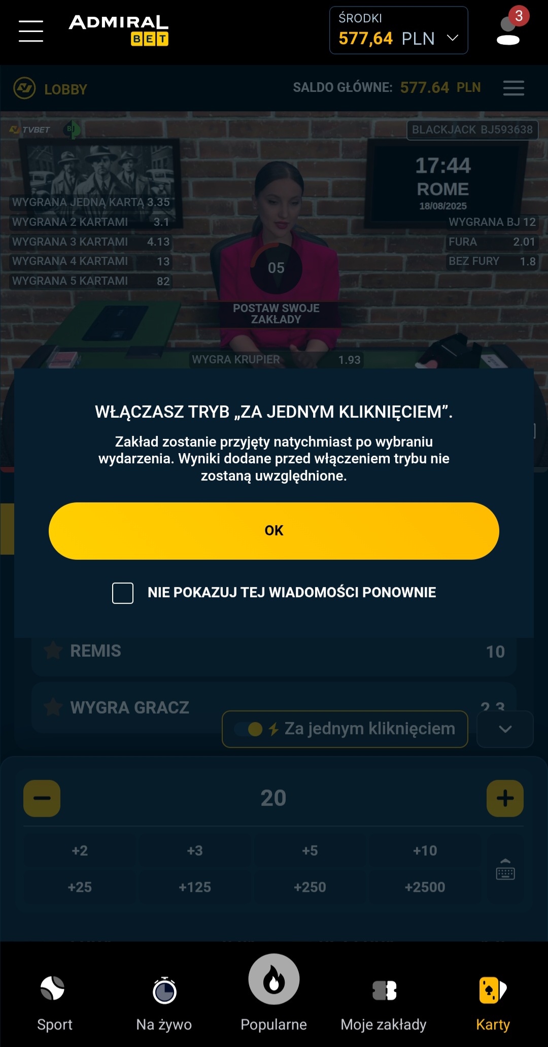 Tryb jednego kliknięcia