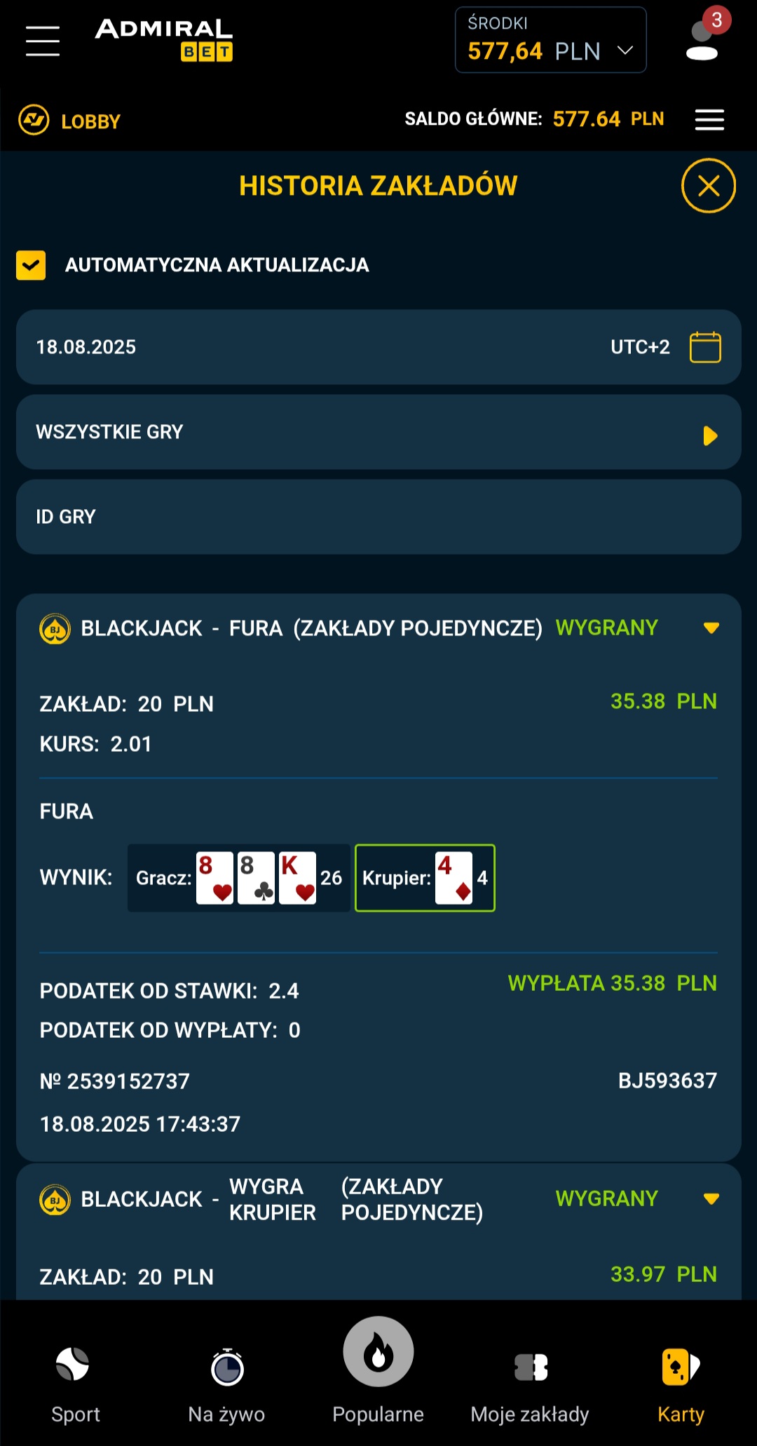 Historia zakładów karcianych