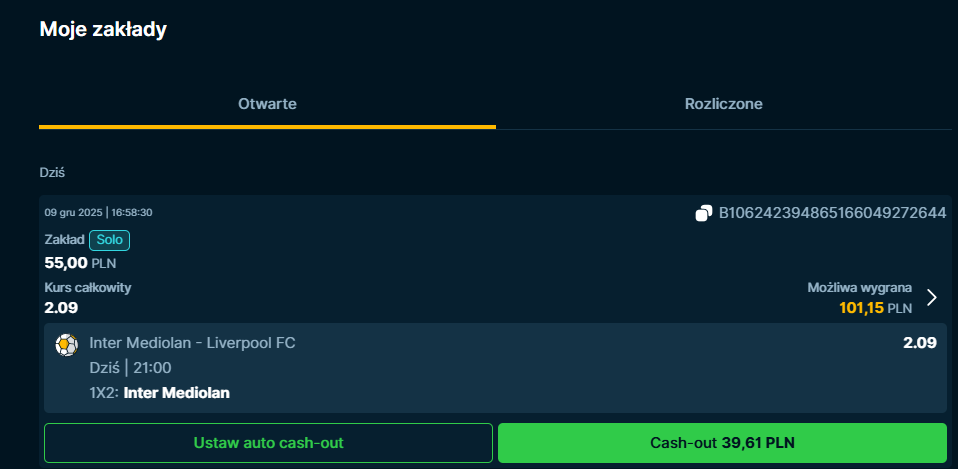 Przycisk Ustaw auto cash-out